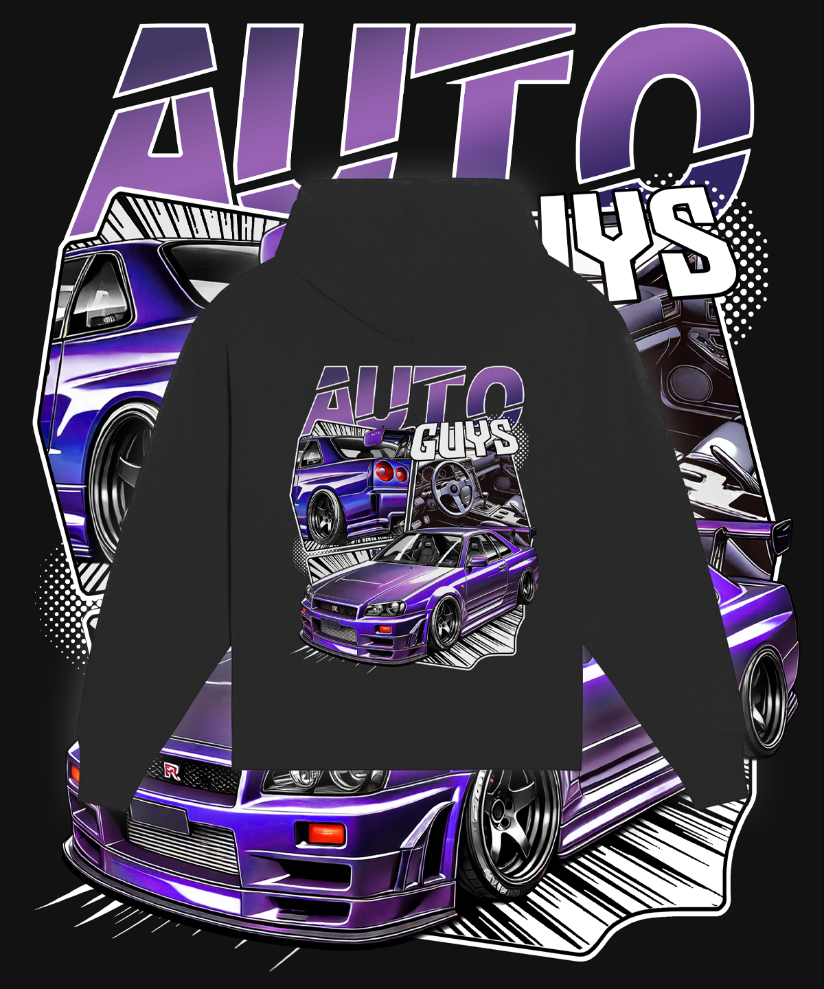 Midnight Purple R34 Oversized Hoodie